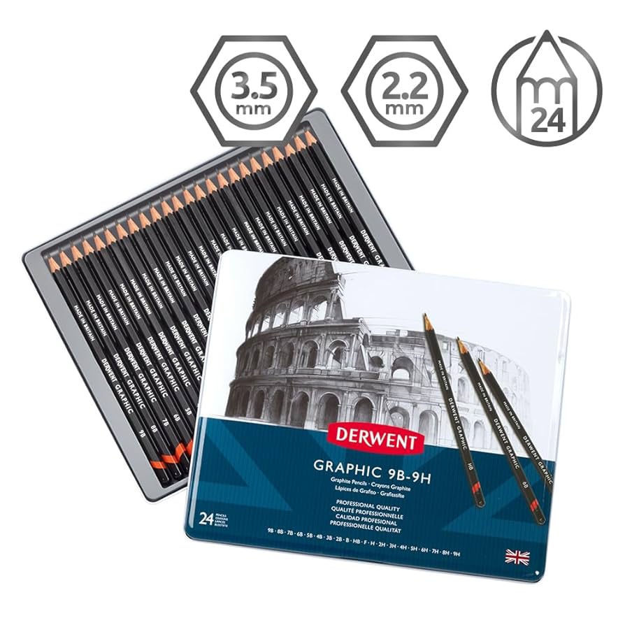 Amazon.com : Derwent Graphic Pencils, Metal Tin, 24 Count